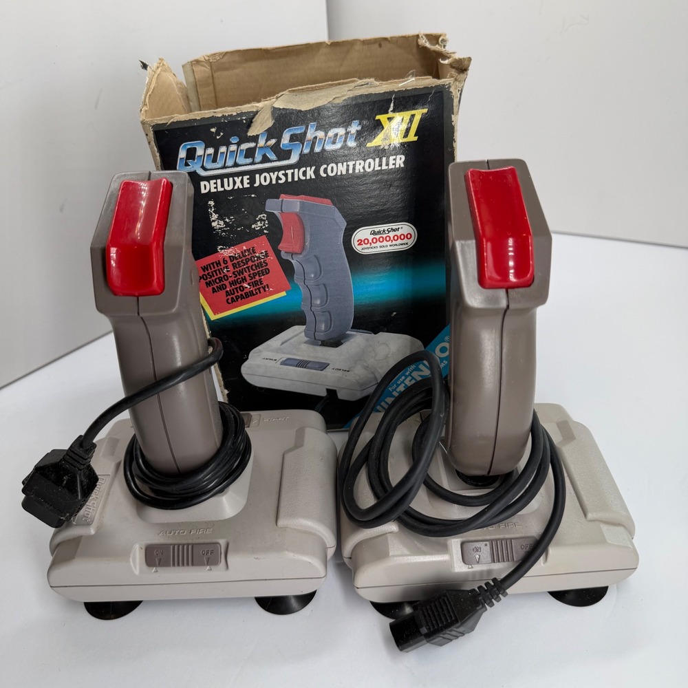 2 QuickShot‎ XII Deluxe Joystick Controllers NES Nintendo SVI QS-112 Vintage Box